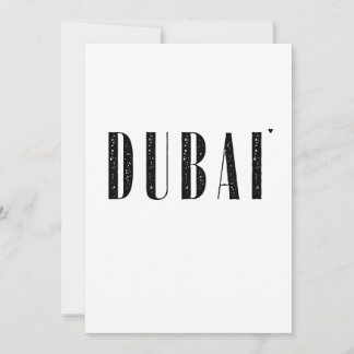 Carte Dubai - minimalistic typography card