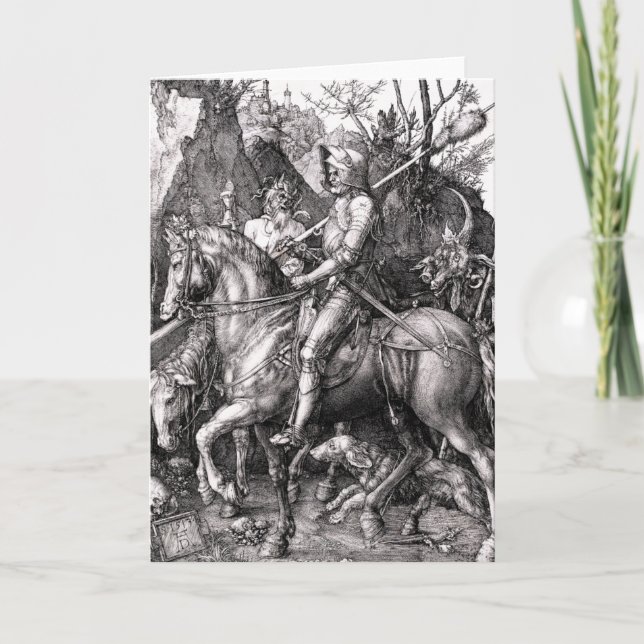 Carte Durer Knight Death and Devil Greeting Card (Devant)