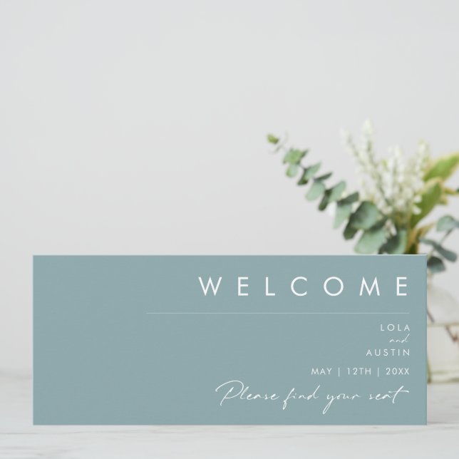 Carte Dusty Boho | En-tête du graphique de sièges bleus (Debout devant)