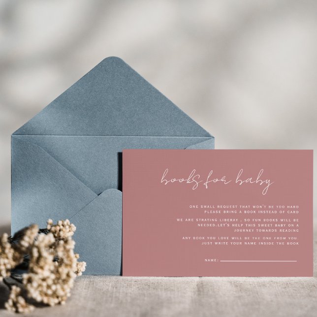 Carte Dusty Pink Minimal livres rustiques pour bébé (Créateur téléchargé)