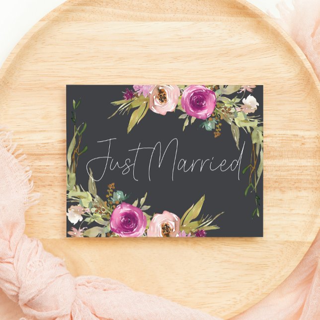 Carte Dusty Pink Purple Mariage De Charbon Vient De Se M (Créateur téléchargé)