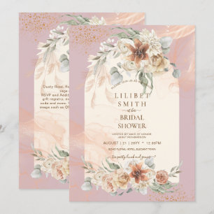 Carte Dusty Rose Floral Pampas Grass Boho FÊTE DES MARIÉ