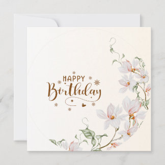 Carte Dusty Rose Floral Wreath Flat Happy Birthday Card