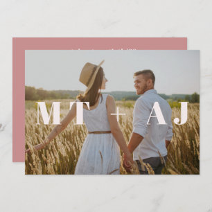 Carte Dusty Rose Monogramme superposer photo Enregistrer