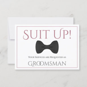 Carte Dusty Rose ou Mauve Be My Groomsman Fun Bow Cravat
