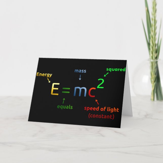 Carte E = MC^2. E égale MC carrée (Devant)