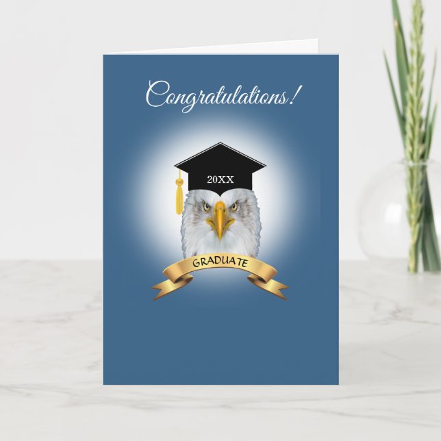 Carte Eagle Graduation Félicitations pour le Prix Bleu (Devant)