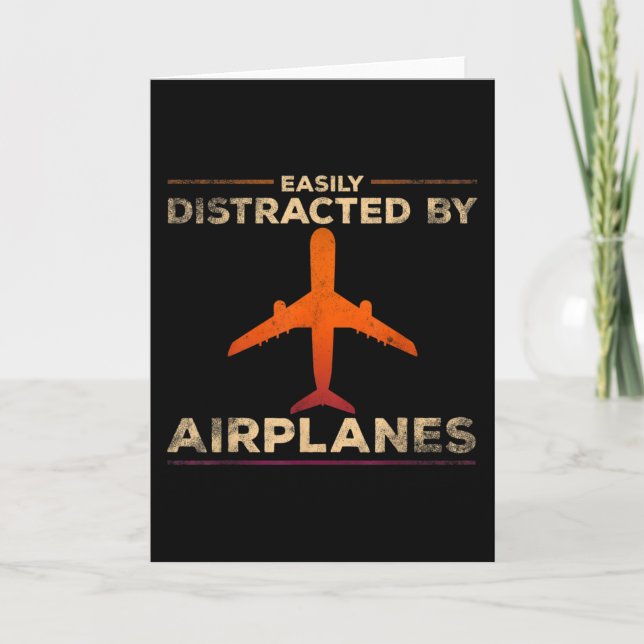 Carte Easily Distracted By Airplanes Airplane Lover (Devant)