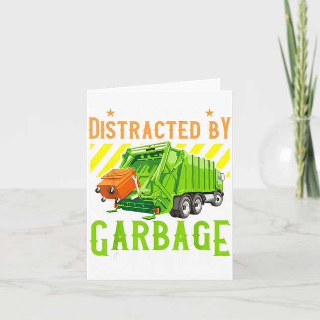 Carte Easily Distracted By Garbage Trucks Funny Truck Lo (Devant)