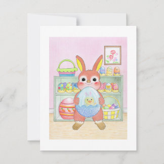 Carte Easter Bunny Rabbit Eggs Kids Flat Card