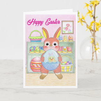 Carte Easter Bunny Rabbit Eggs Kids Folded Card