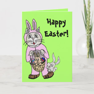 Carte Easter with a Cat in bunny suit drawing