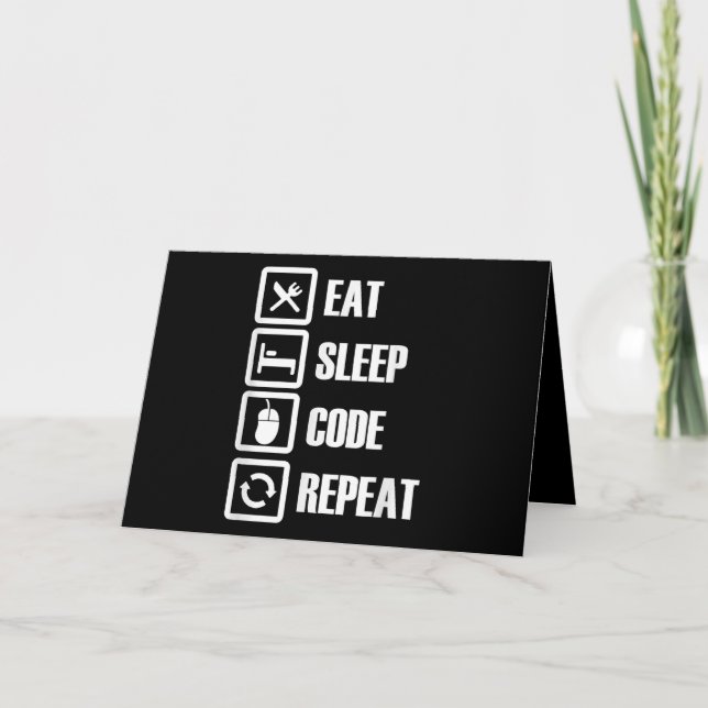 Carte Eat Sleep Code Répétition Coding Programmer Ingéni (Devant)