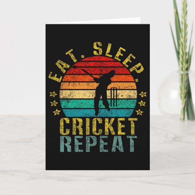 Carte Eat Sleep Cricket Repeat Funny Retro  (Devant)