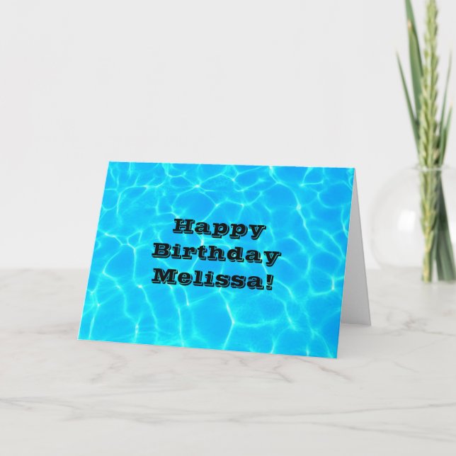 Carte Eau de piscine bleue claire Photo Anniversaire (Devant)
