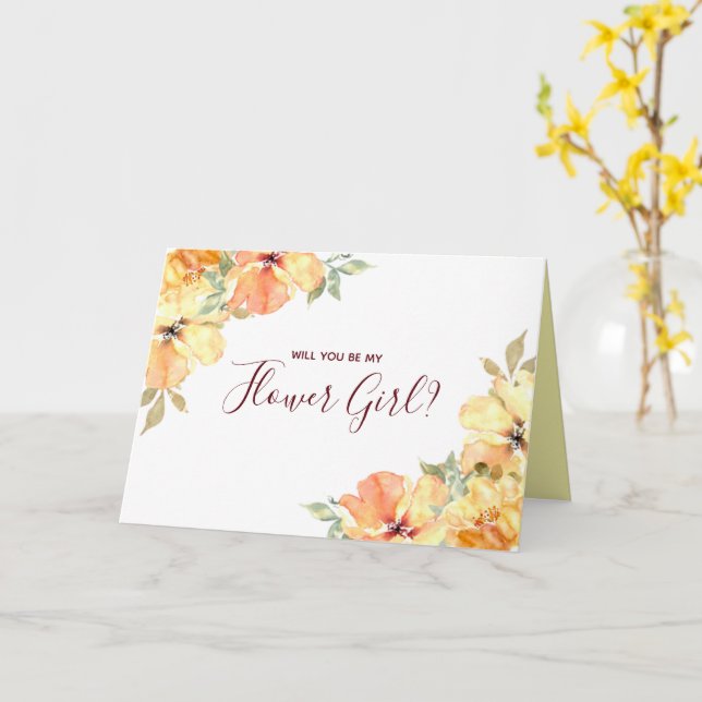 Carte Eau de rose aquarelle jaune Veux-tu être ma demois (Fleur jaune)