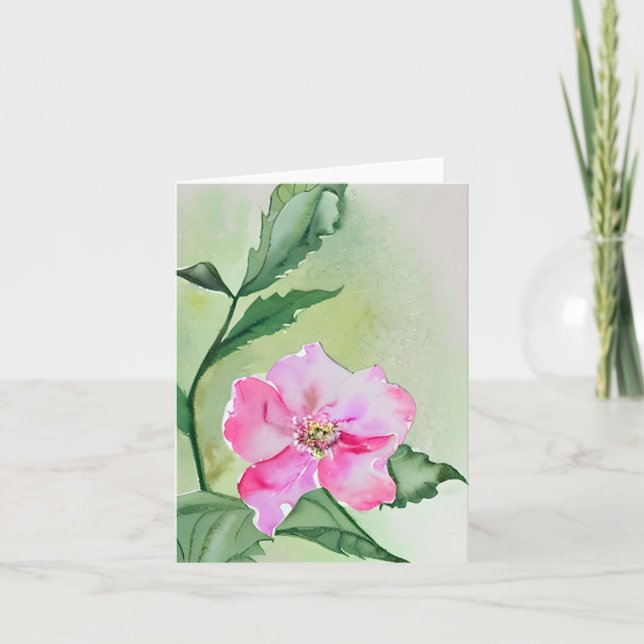 Carte Eau rose fleur personnalisable (Devant)