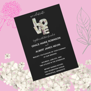 Carte Ebony Vanilla Strawberry Hydrangeas Mariage Invite