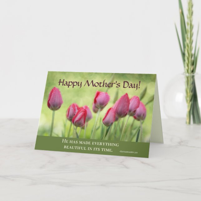 Carte Ecclésiaste 3:11, Bible Verse Fête des Mères Tulip (Devant)