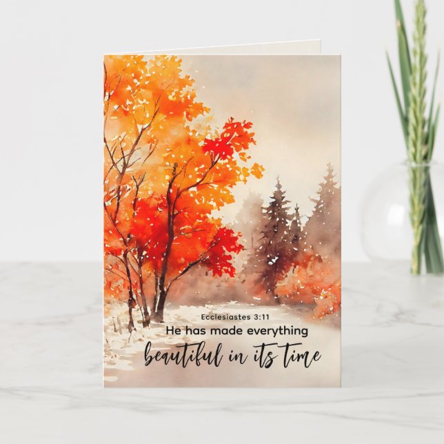 Carte Ecclésiaste 3:11 Verse Bible Automne Aquarelle (Devant)