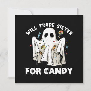 Carte échangera sœur contre bonbons fantôme d'Halloween 