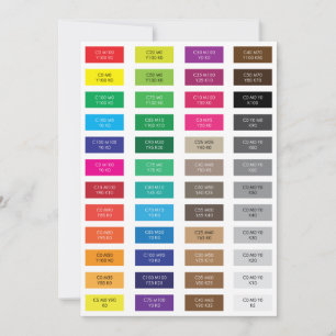 Carte Échantillons de couleurs en code CMYK et hexadécim