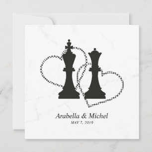 Carte Échecs King et Queen Pièces Mariage Design