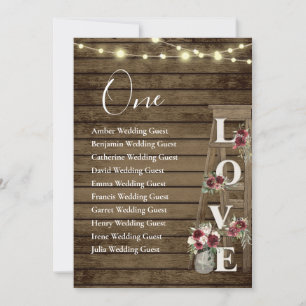 Carte Échelle en bois Bourgogne Floral Table One Seating