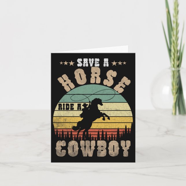 Carte Économisez Une Promenade À Cheval Un Cowboy Drôle  (Devant)