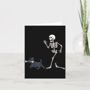 Carte Écossais terrier drôle d'Halloween et squelette