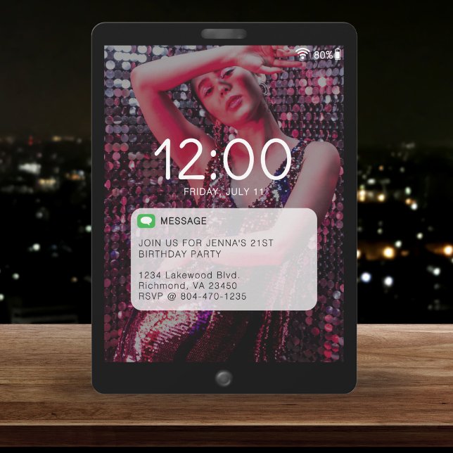 Carte Écran de verrouillage de téléphone portable Noir f (Cell Phone Lock Screen Birthday Party Black
)