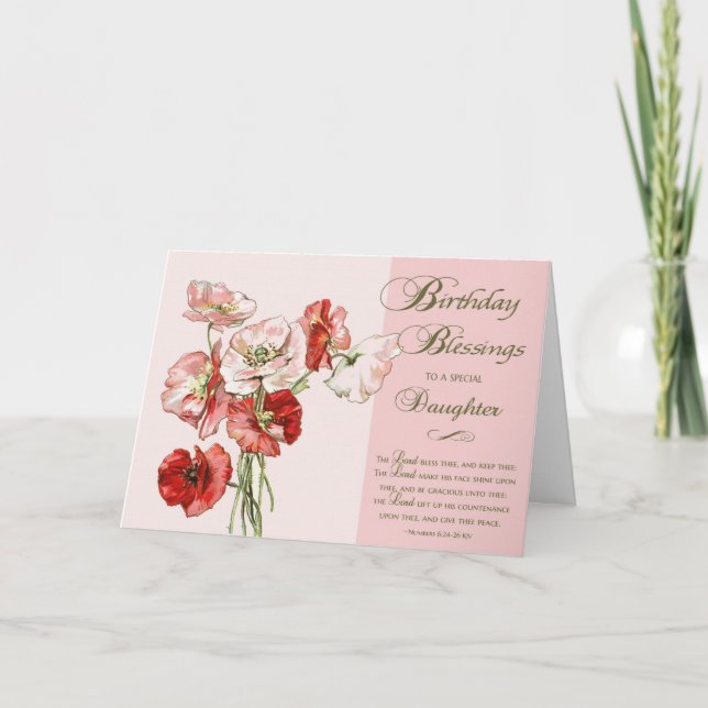 Carte Écriture Bénédiction d'anniversaire à une fille sp (Devant)