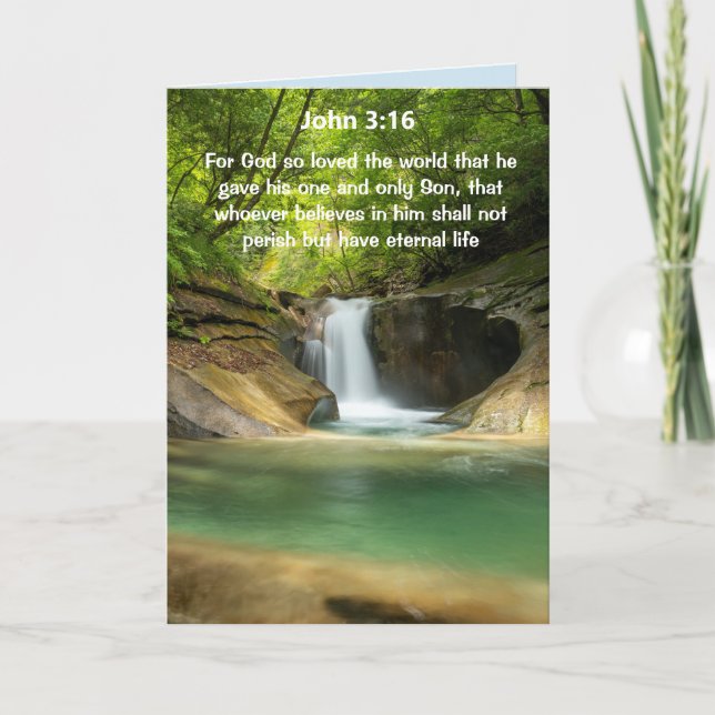 Carte Écriture des chutes d'eau John 3:16 (Devant)