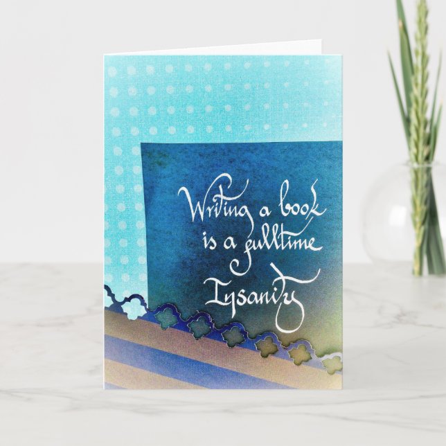 Carte Ecriture d'un livre auteur manifeste vibes bleues (Devant)