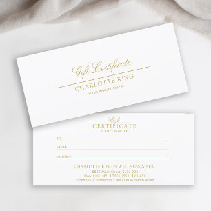 Carte Écriture Élégante Certificat Cadeau Entreprise