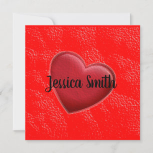 Carte Écriture manuscrite Nom élégant Coeur rouge Amour 