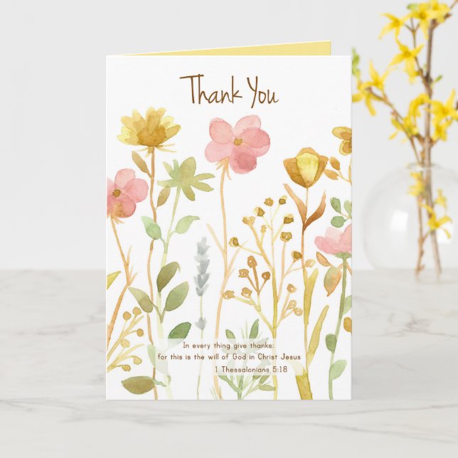 Carte Écriture Merci Thessaloniens Fleur sauvage (Fleur jaune)