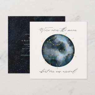 Carte Écriture moderne aquarelle étoile lune céleste