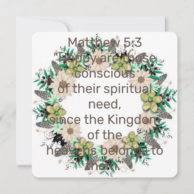 Carte Écriture Verse Spirituel Matthieu Royaume (Devant)