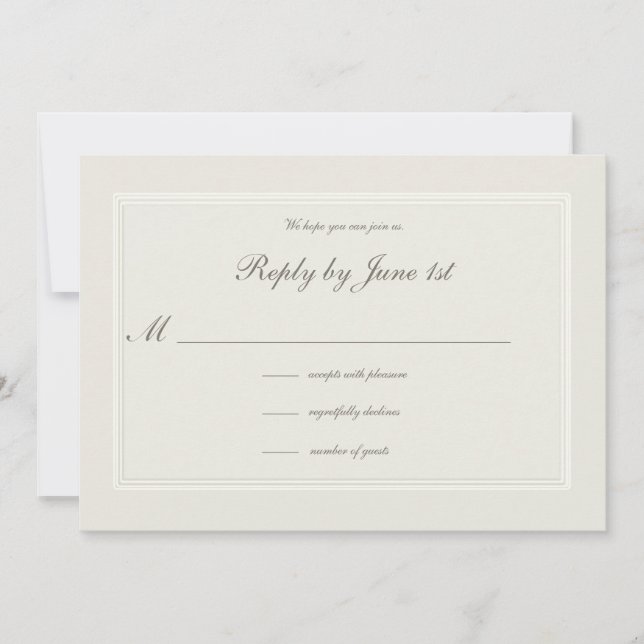 Carte Ecru Dreams Formel Traditionnel Réponse Mariage (Devant)