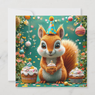 Carte Écureuil adorable d'anniversaire