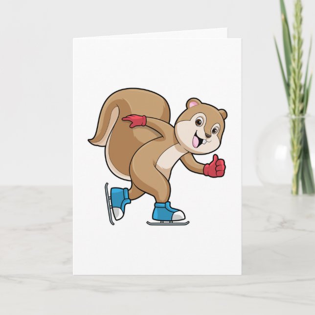 Carte Écureuil au patinage sur glace avec des patins à g (Devant)