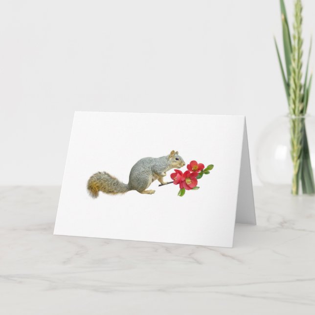 Carte Écureuil avec des fleurs de coing (Devant)