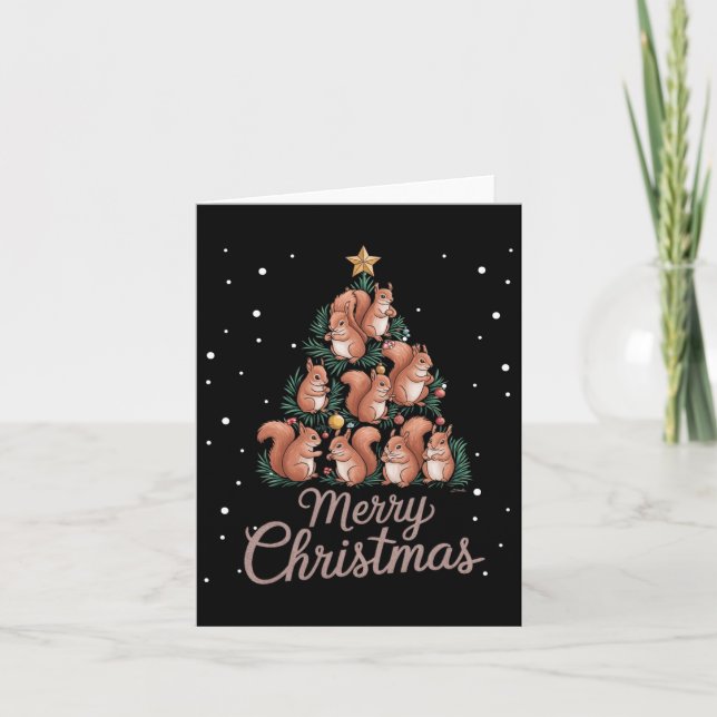 Carte Écureuil de Noël Arbre d'écureuil Arbre de Noël 1 (Devant)