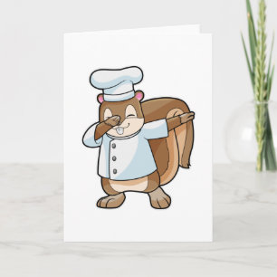 Carte Écureuil en cuisinier avec tablier de cuisine