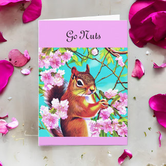 Carte Écureuil Sakura à Cherry Tree Go Nuts Anniversaire