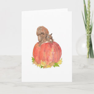 Carte Écureuil sur l'automne Citrouille