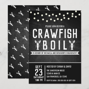 Carte Écuve Crawfish Boil Cajun Engagement Party Invitat