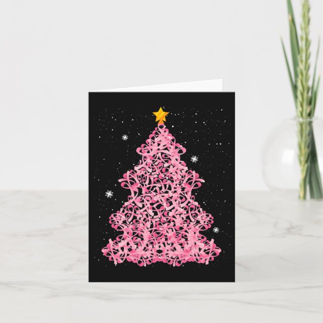 Carte Ed4d Pink Ribbon sapin de Noël Joyeux Noël (Devant)