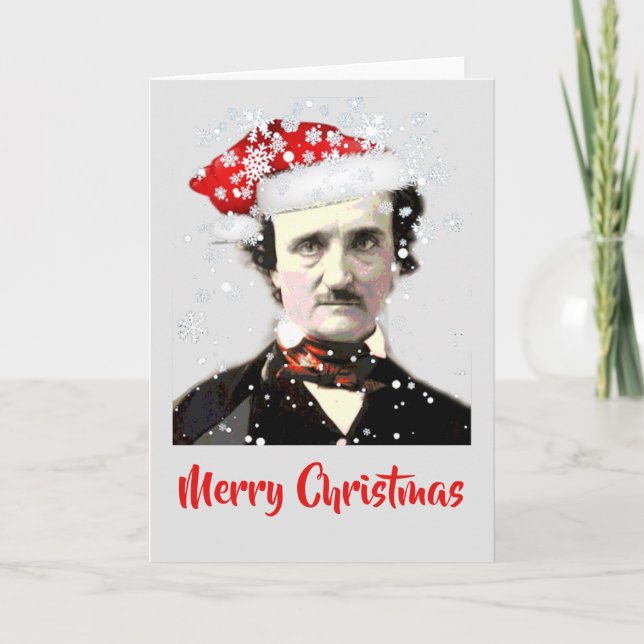 Carte Edgar Allan Poe Casquette de Noël Snowflake (Devant)